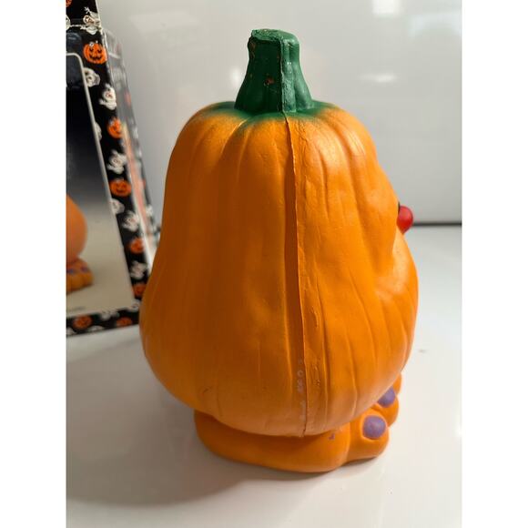 2 new vintage Halloween grumpy pumpkin displays. UNTESTED! Orange decoration - Picture 16 of 16